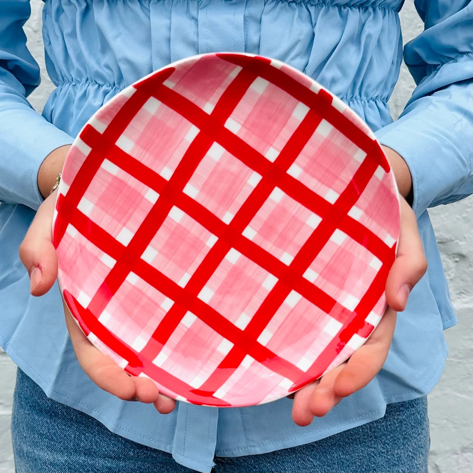 Plate - Pink & Red Gingham