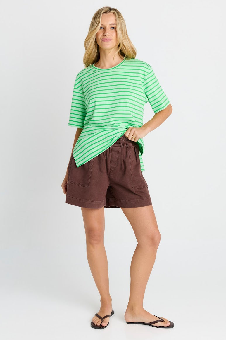 Relax Boxy Tee - Green Stripe