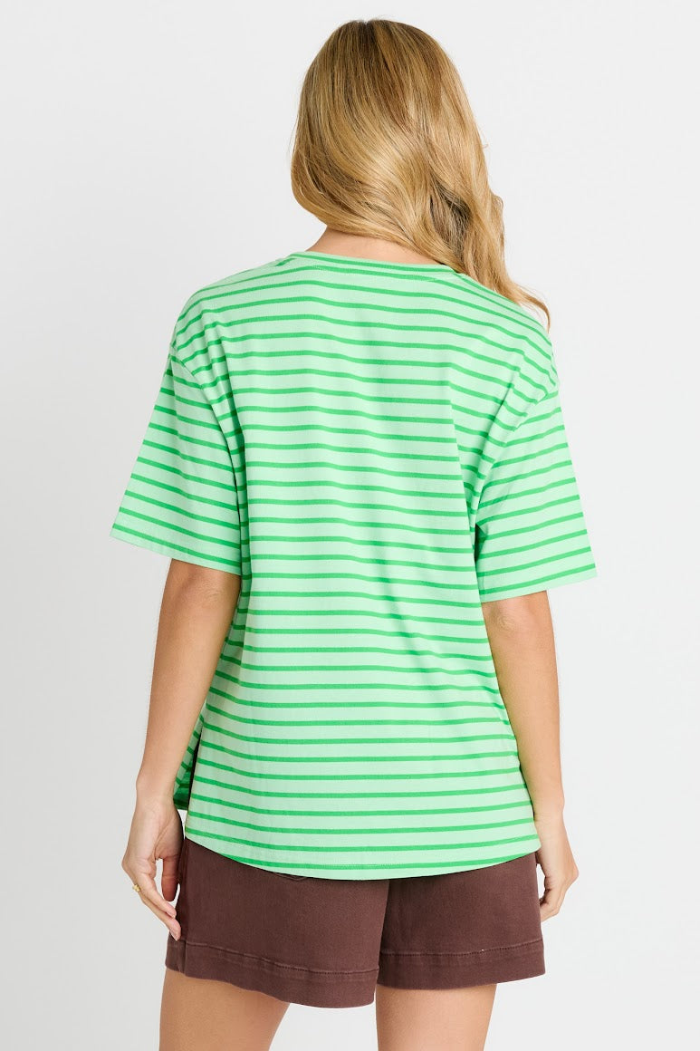 Relax Boxy Tee - Green Stripe