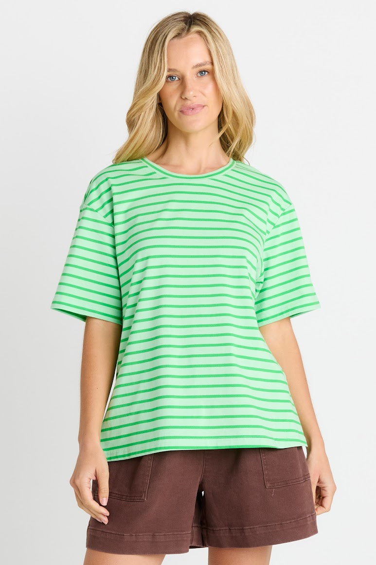 Relax Boxy Tee - Green Stripe