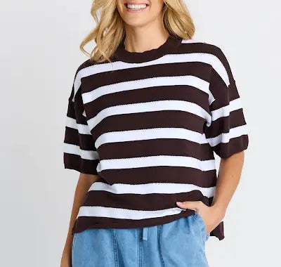 Libby Boxy Top - Chocolate Stripe