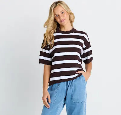 Libby Boxy Top - Chocolate Stripe