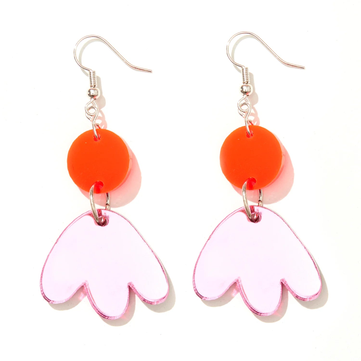 Scout Earrings - Neon Orange And Pink Mirror