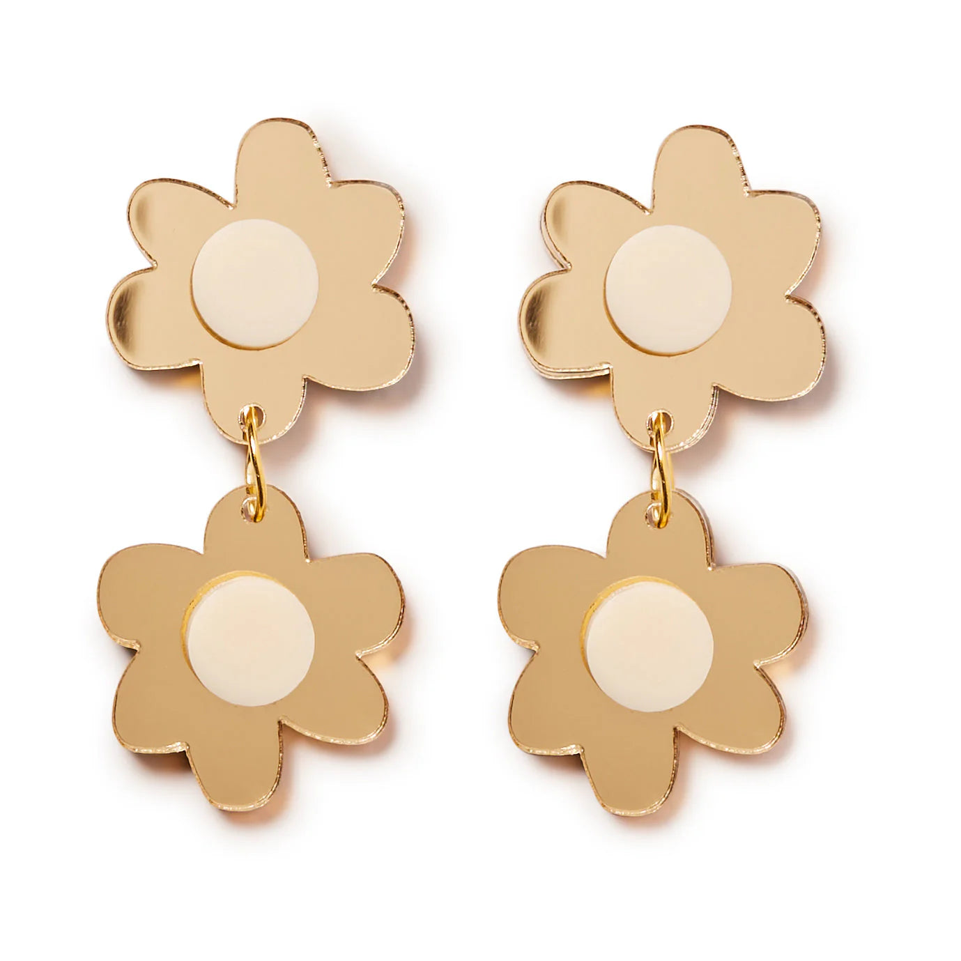 Jolene Flower - Gold And Cream Double Dangle