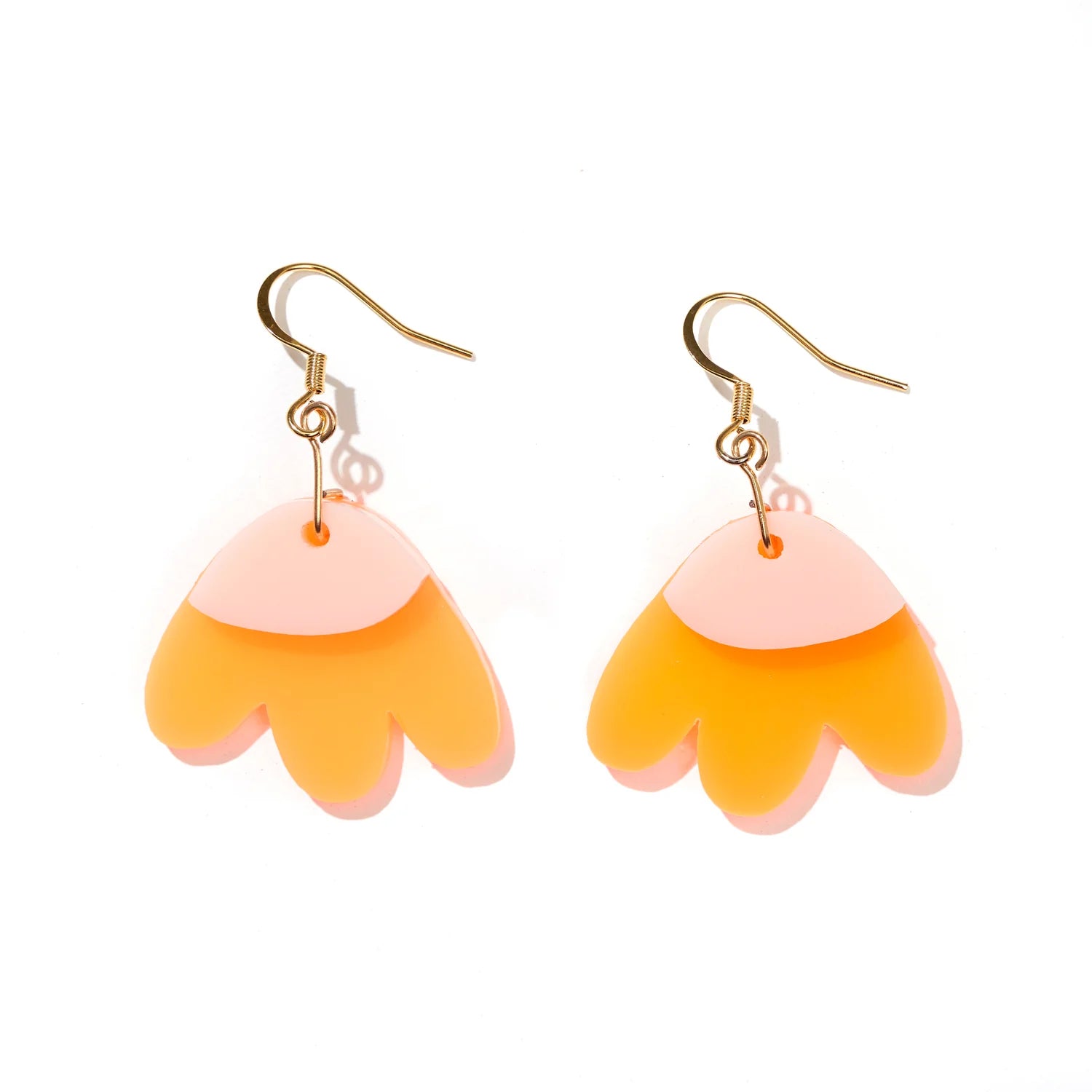 Elle Earrings - Fluro Orange And Pale Pink