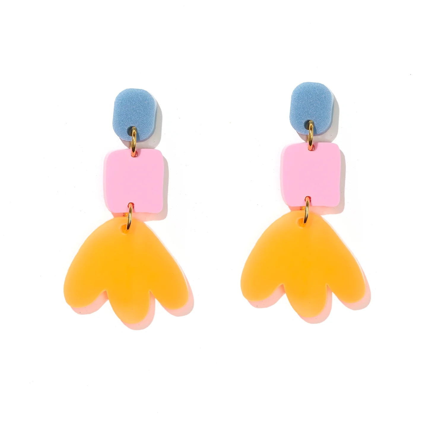 Jenna Earrings - Teal, Pink And Fluro Orange