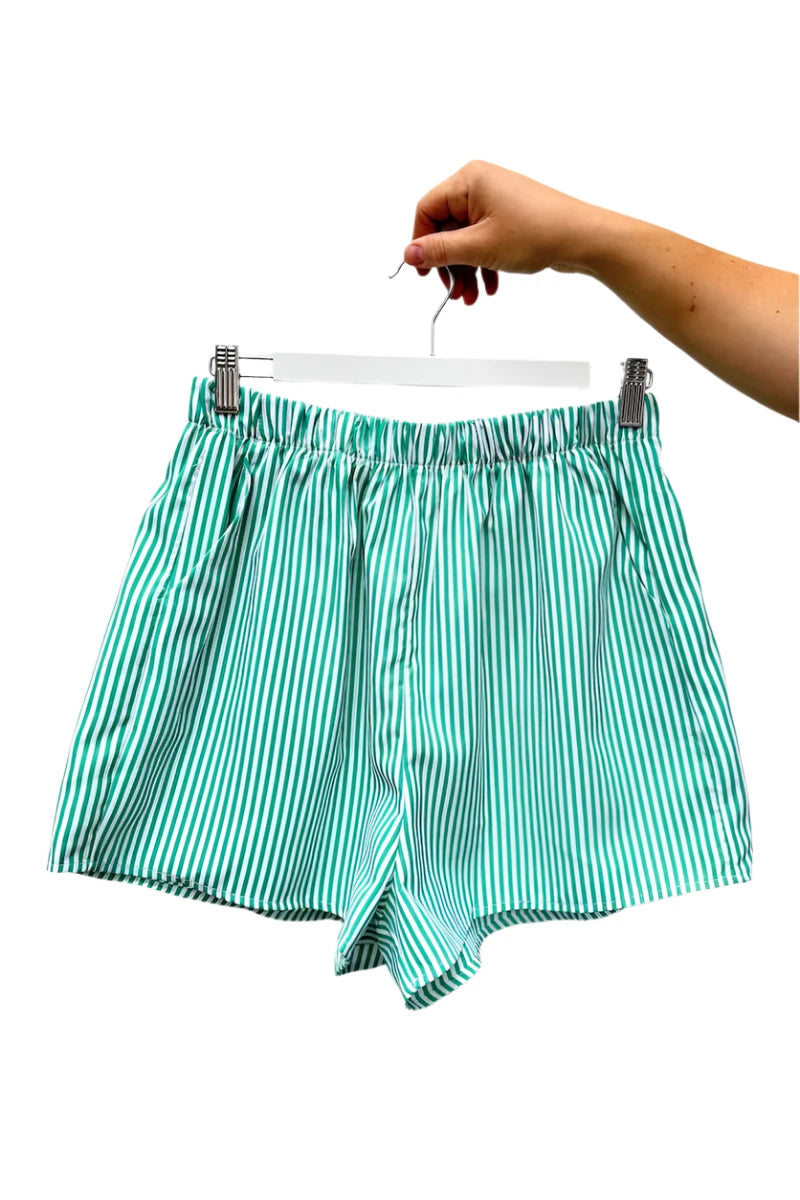 Green Striped Shorts