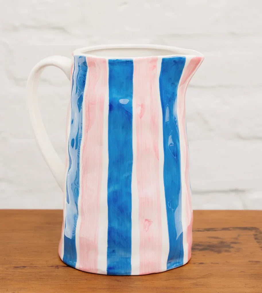Medium Jug - Pink & Classic Blue Stripes