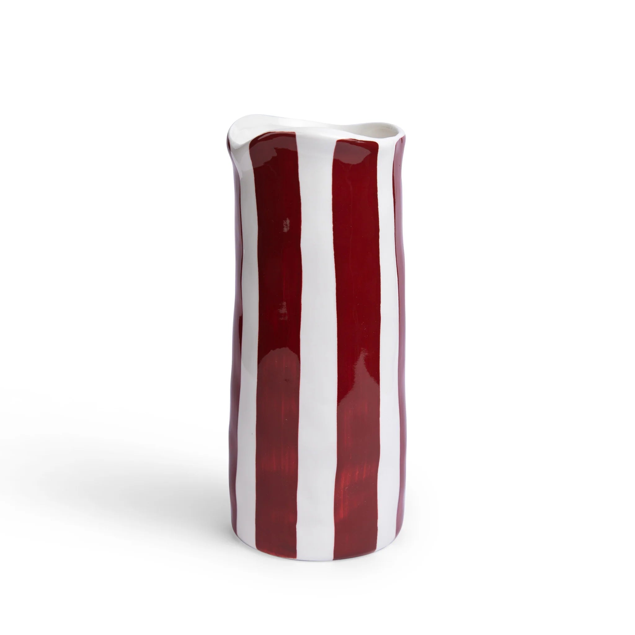Noss & Co - Ceramic Medium Vase | Burgundy Stripe