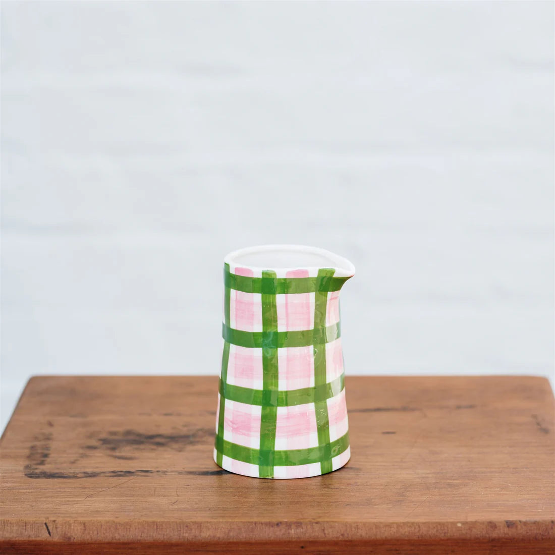 Milk Jug - Dark Green Gingham