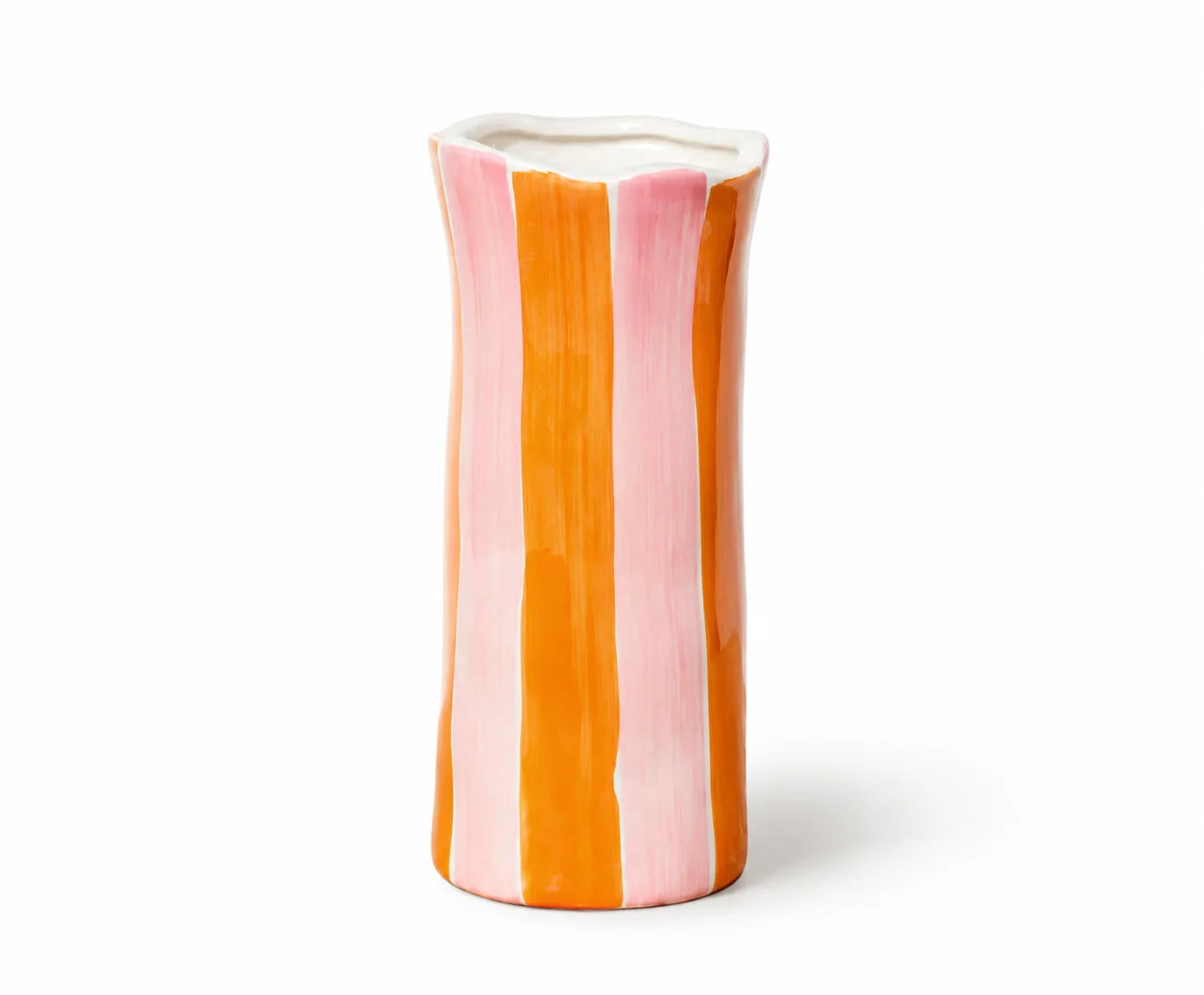Noss & Co Small Ceramic Vase | Pink & Orange Stripe