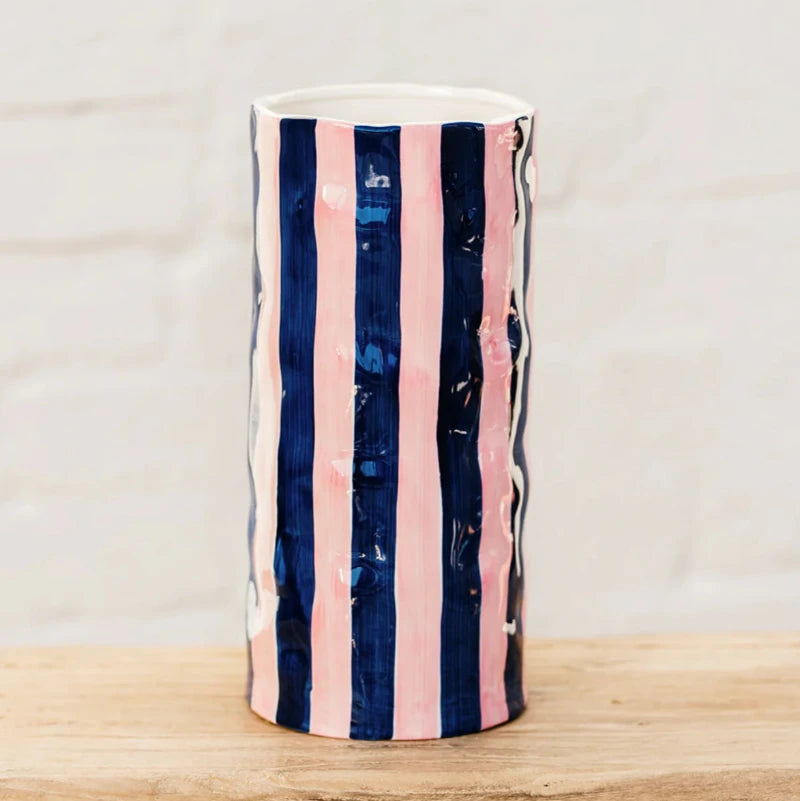 Large Vase - Pink And Navy Blue