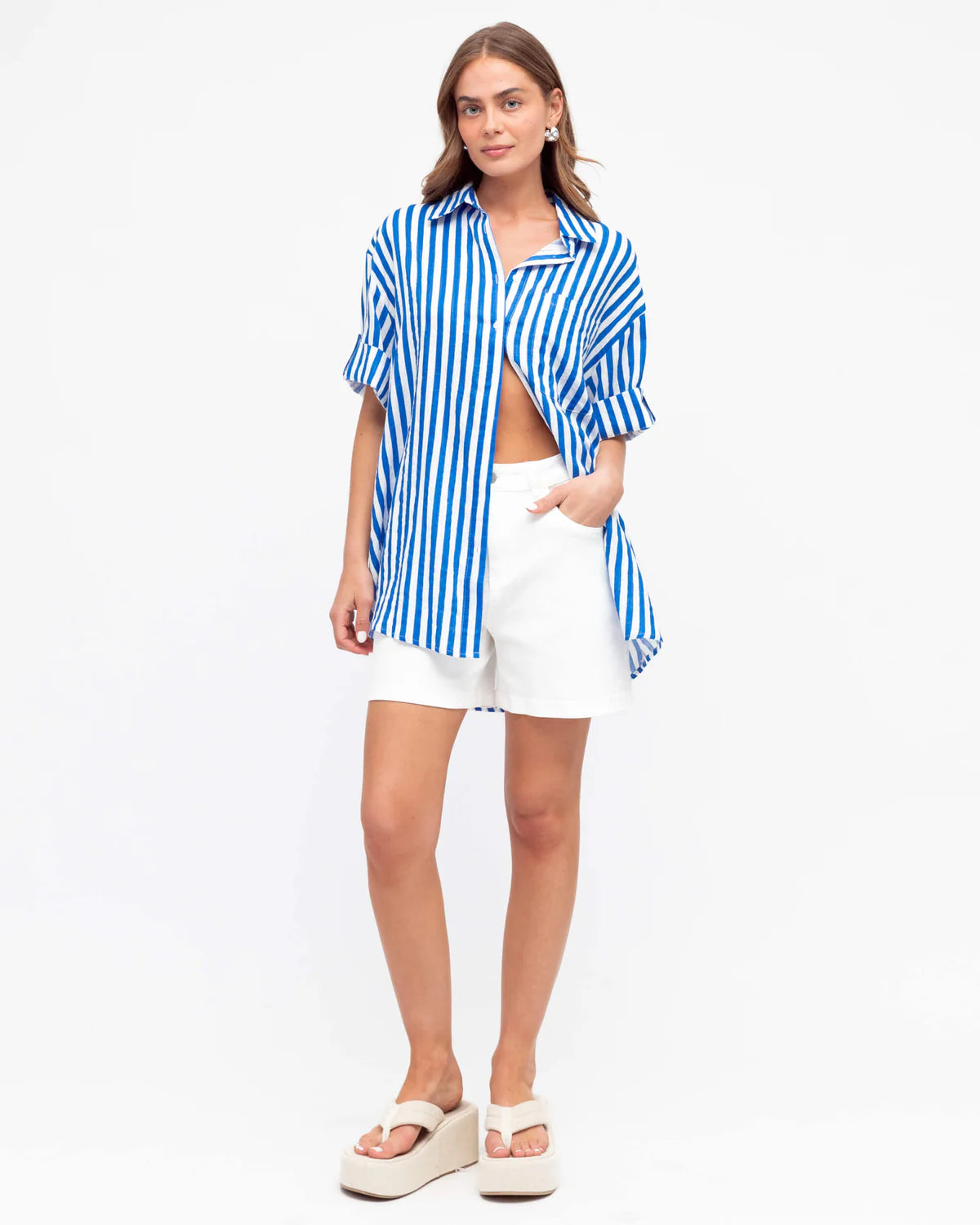 Striped Relaxed Fit Shirt - Blue