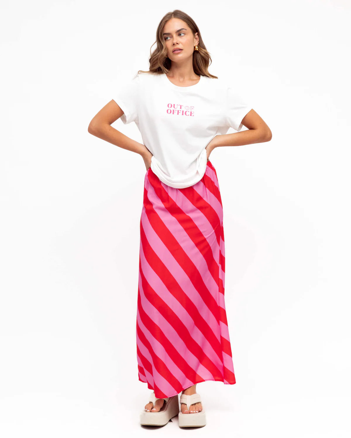 Alison A Line Maxi Skirt - Pink