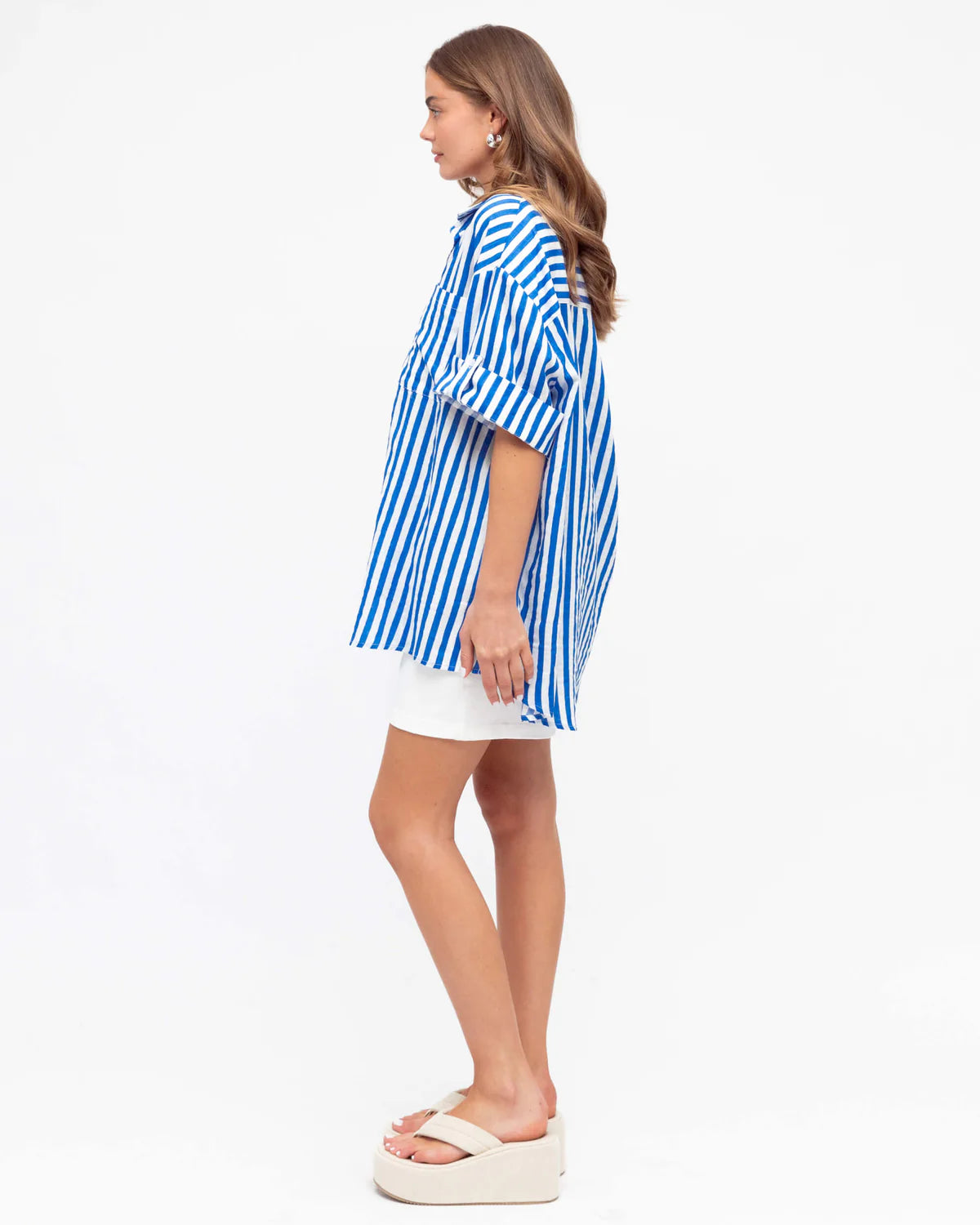 Striped Relaxed Fit Shirt - Blue