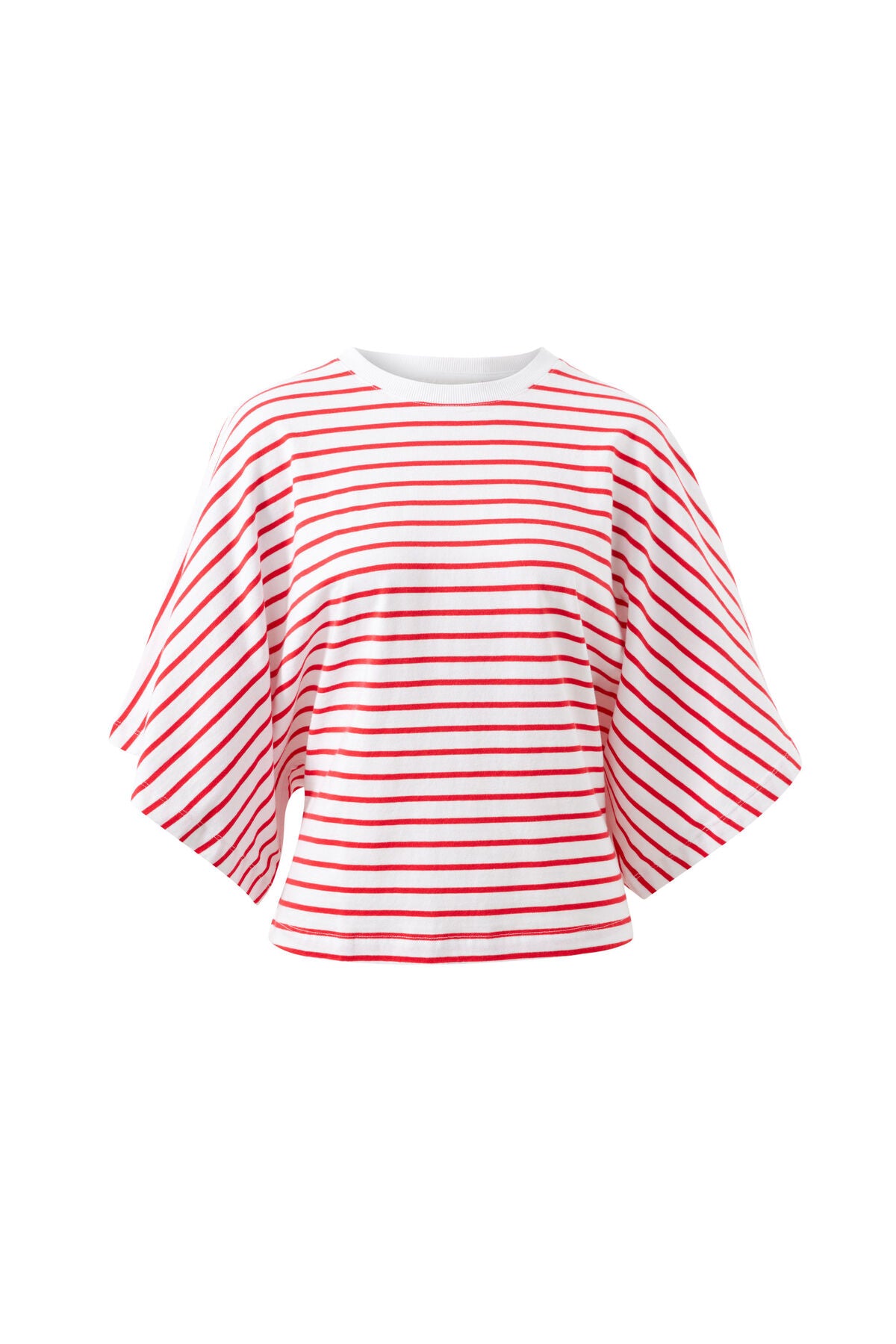 Lucy Relaxed Sleeve Tee - White/Heritage Red Stripe