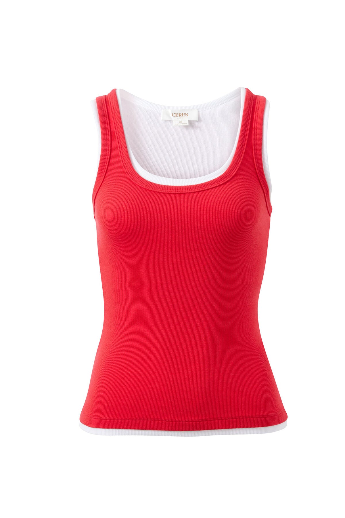 Skylar Layered Rib Tank - Red/White