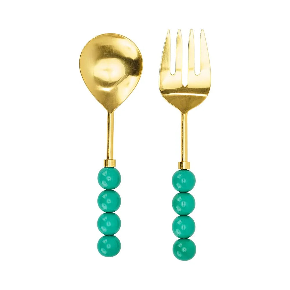 Annabel Trends Orb Salad Servers - Emerald