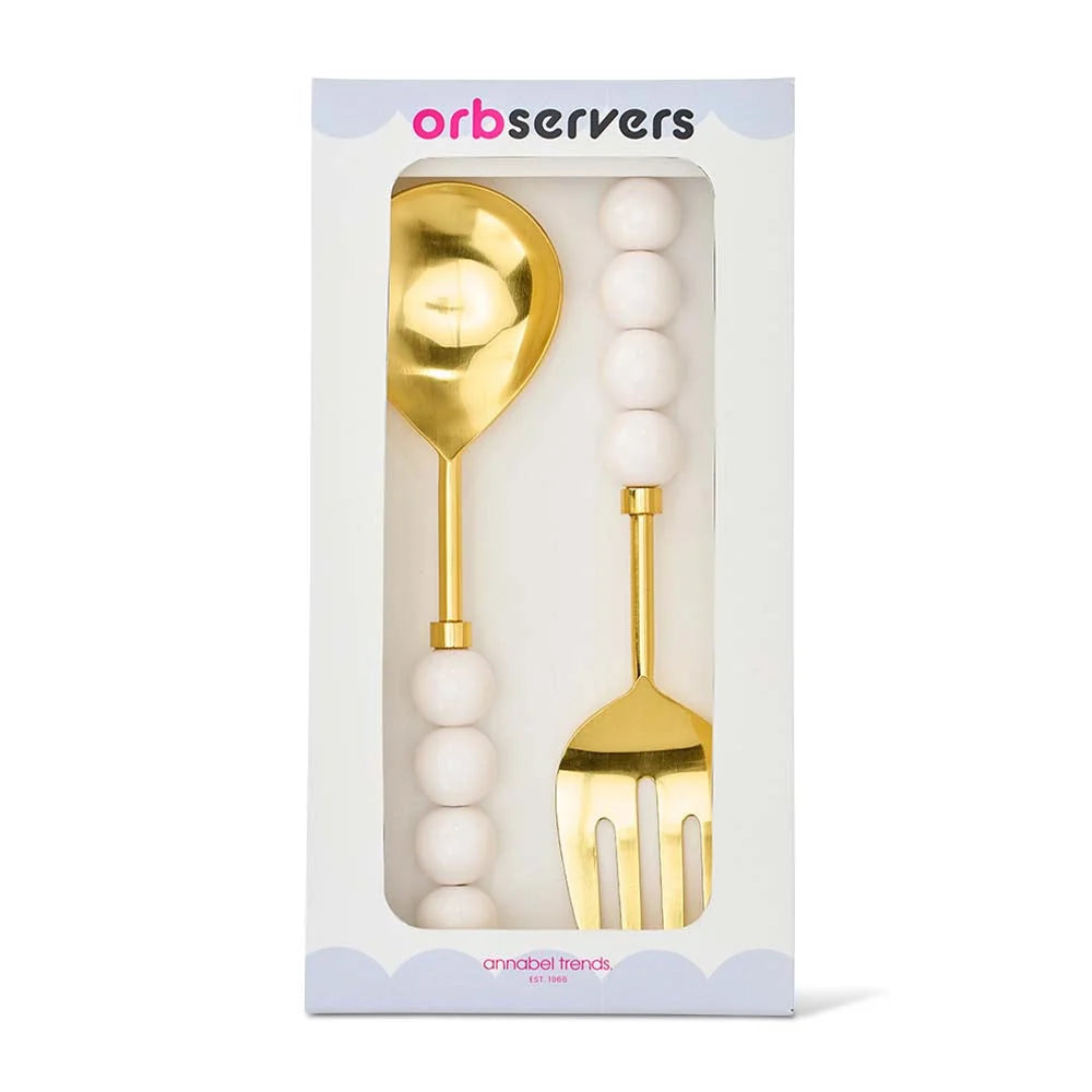Annabel Trends Orb Salad Servers - White
