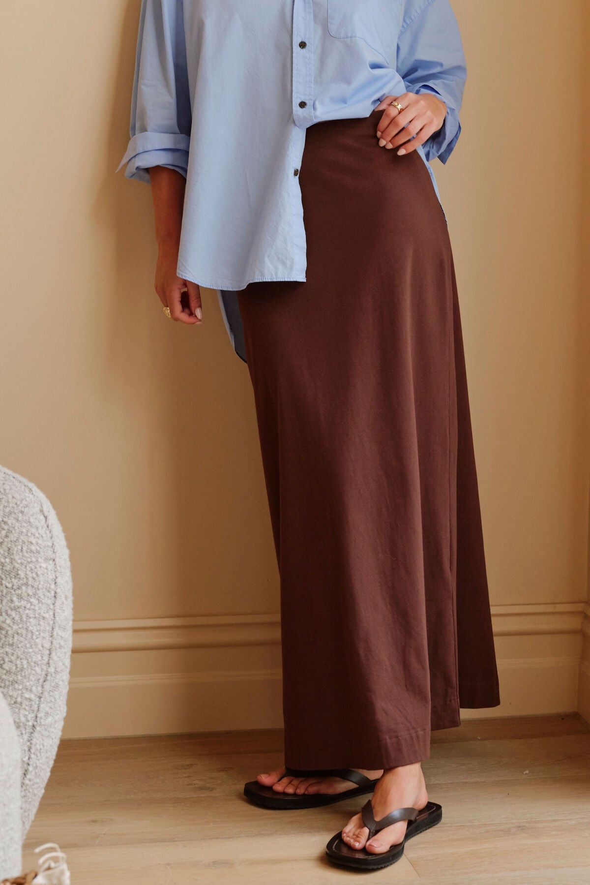 Clara Column Skirt - Chocolate