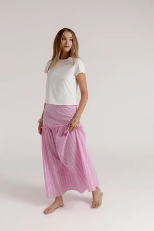 PEYTON SKIRT - PINK STRIPE