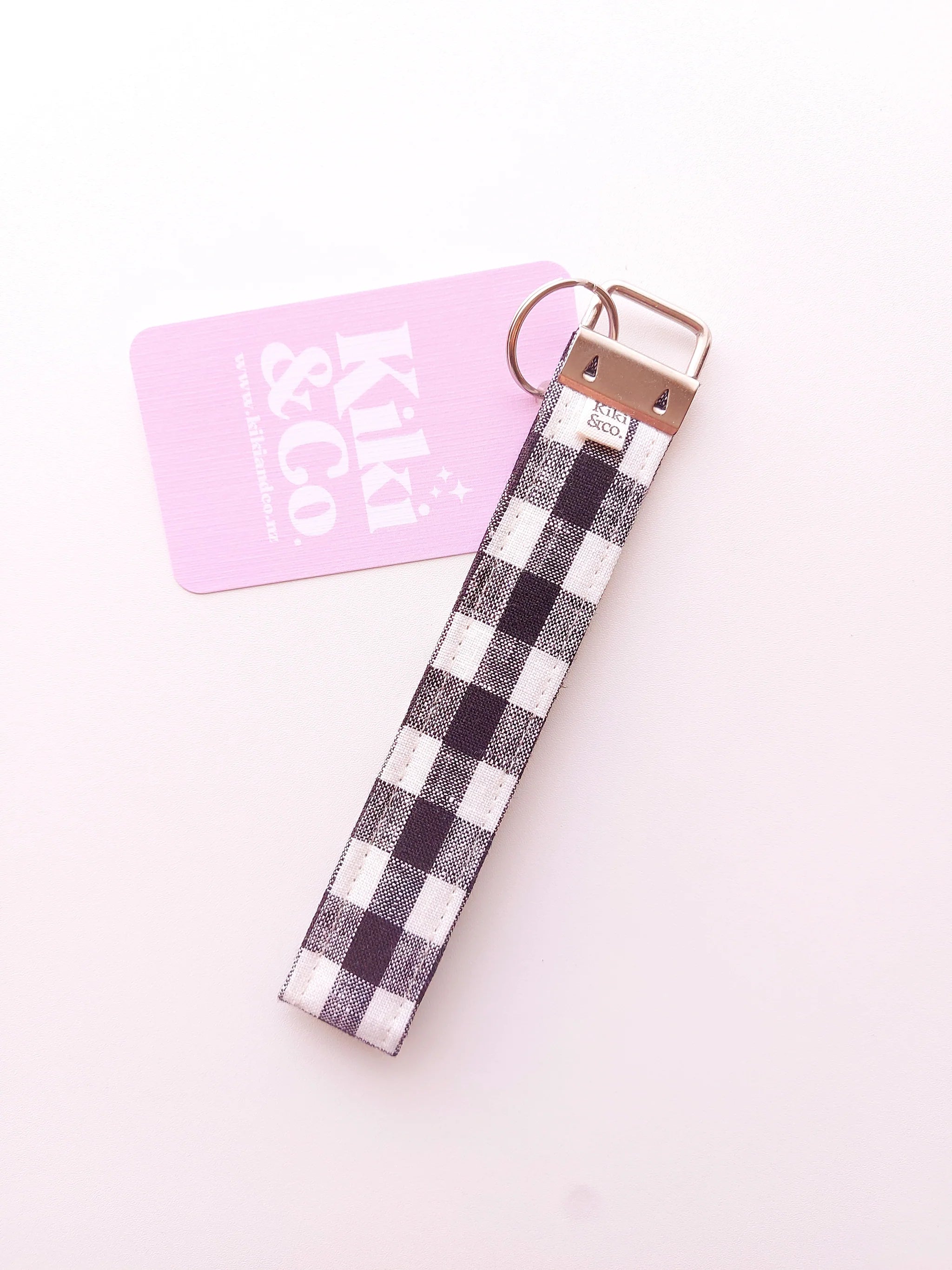 Keychain - Black & White Gingham