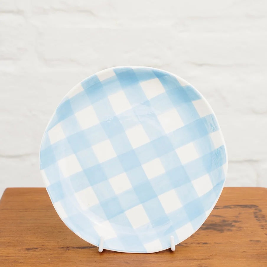 Side Plate - Cornflower Blue Gingham