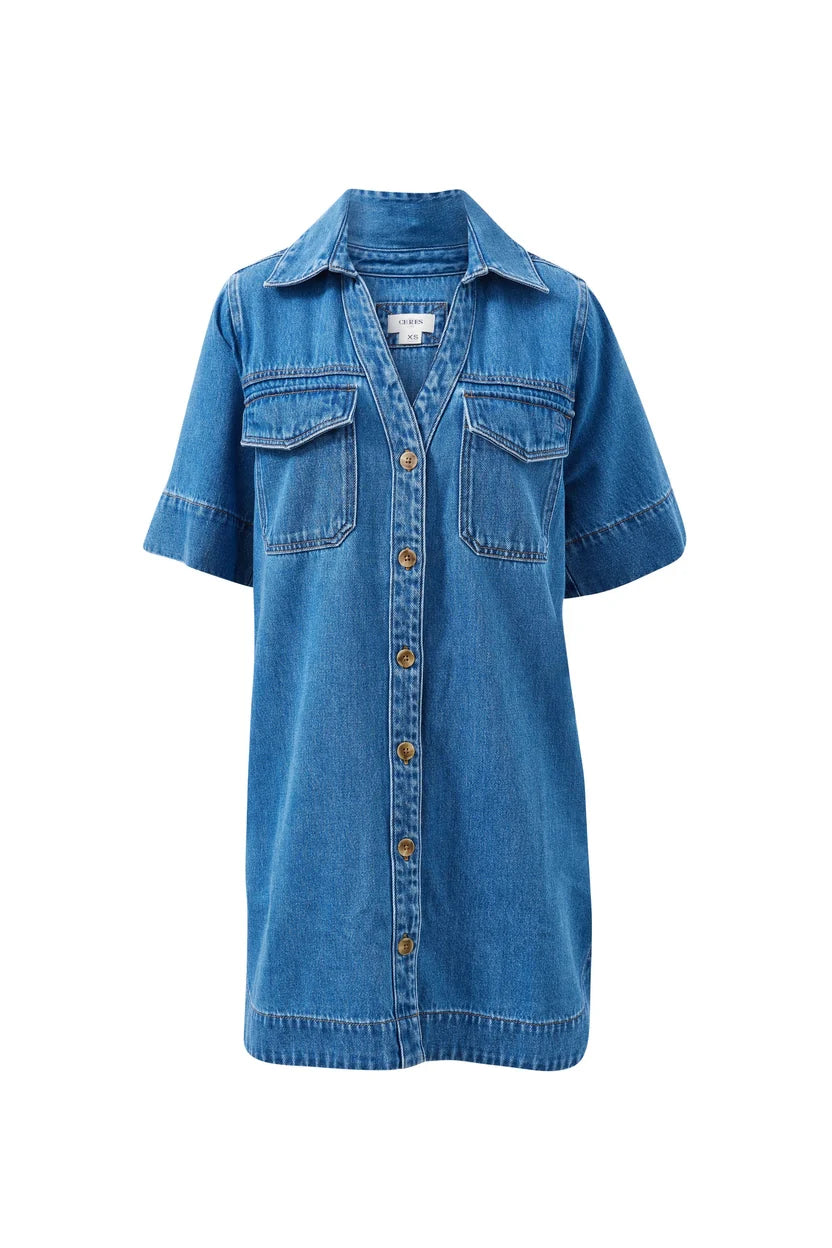 Bonnie Relaxed Shirt Dress - Fresh Indigo