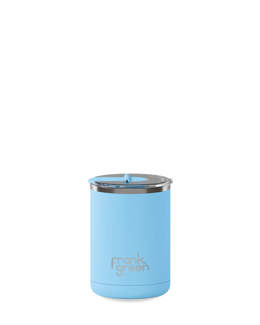 Ceramic Coffee Cup With Hinged Lid - Sky Blue