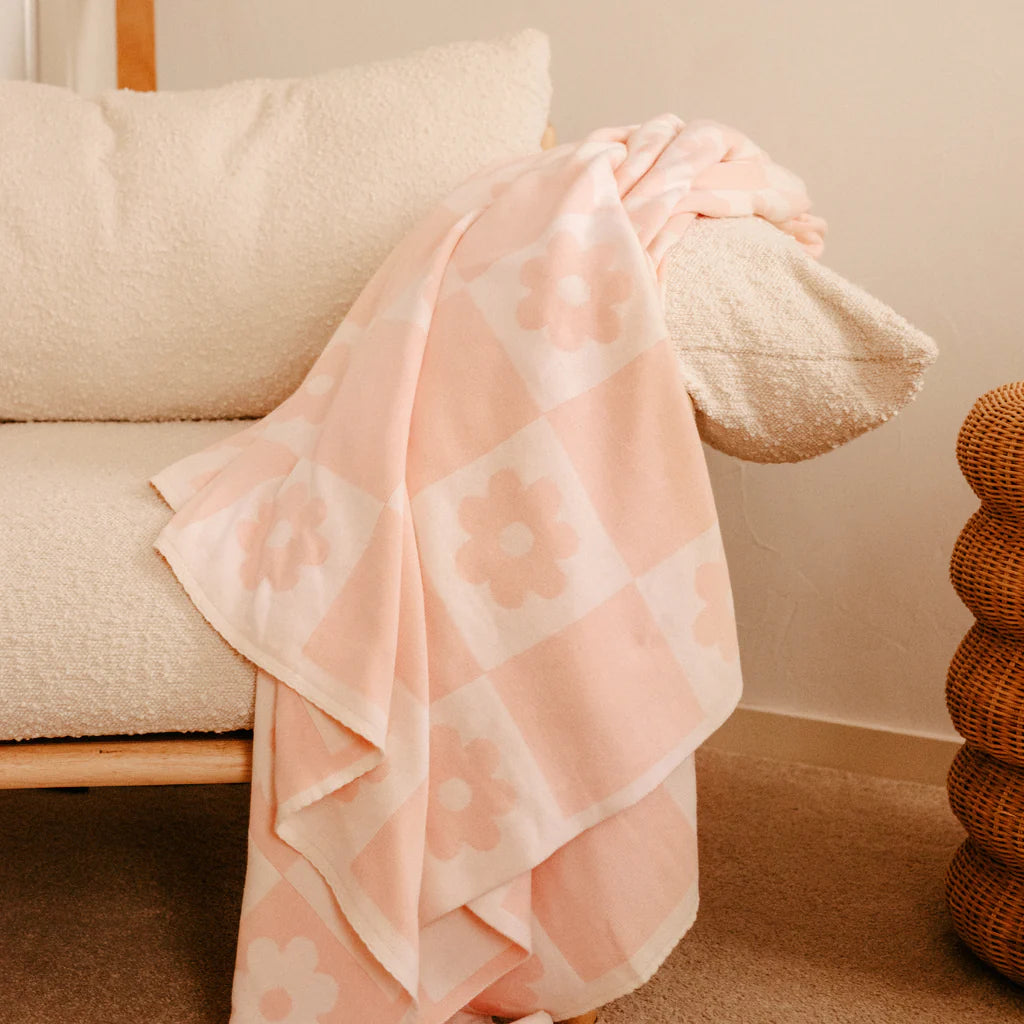 Blanket - Daisy Grid Pink