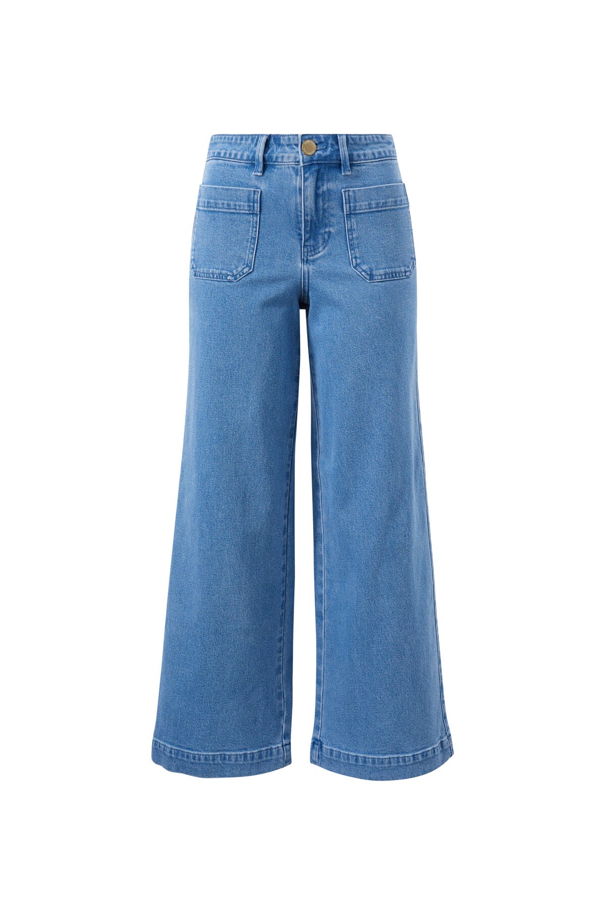 Wide Leg Patch Pocket Jean - Washed Indigo