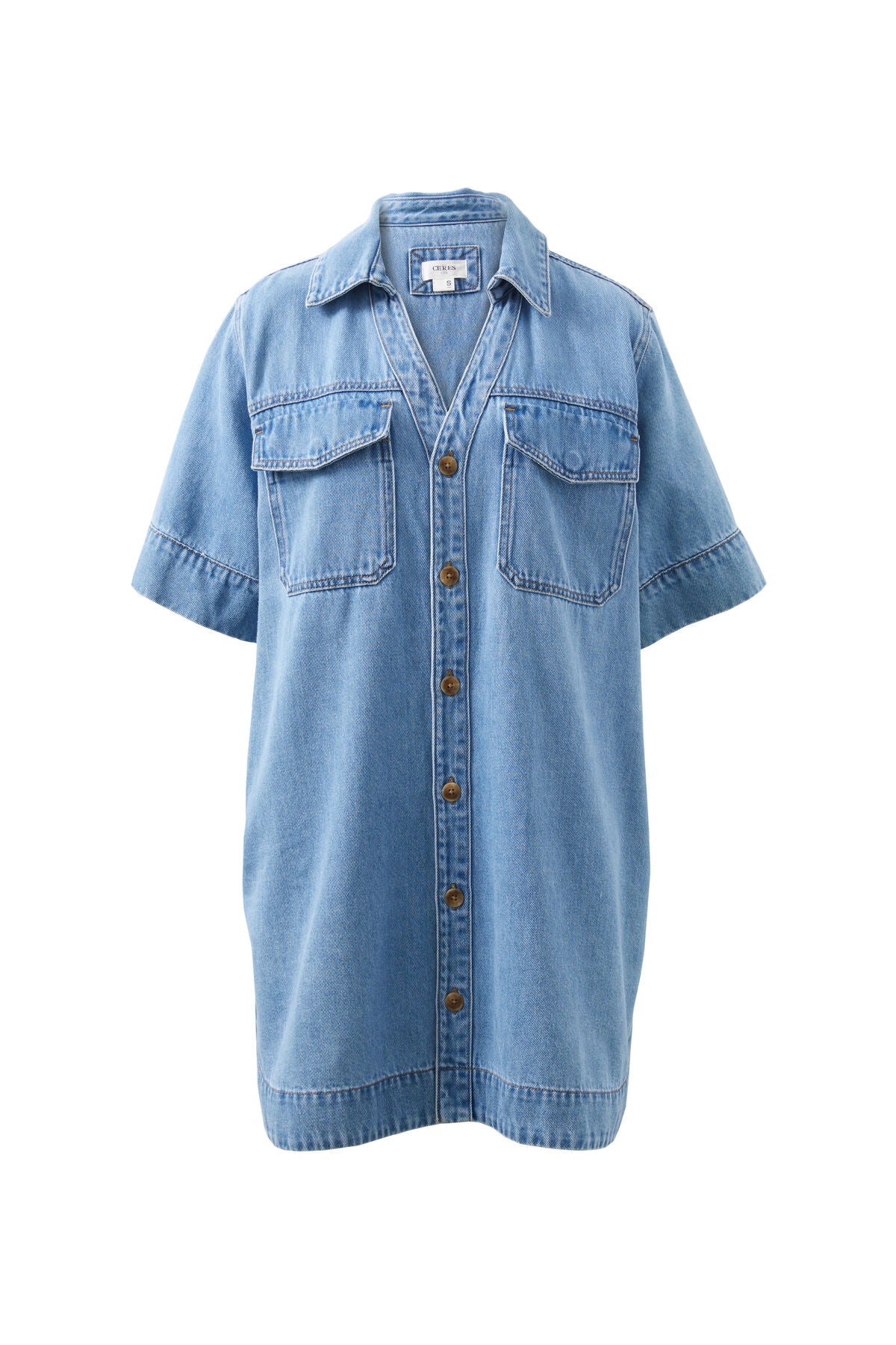 Relaxed Shirt Dress - Mid Vintage Blue