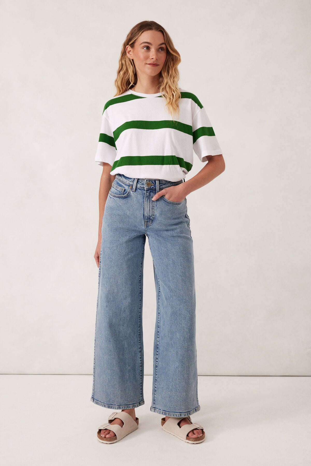 Evie Wide Leg Jean - Mid Vintage Blue