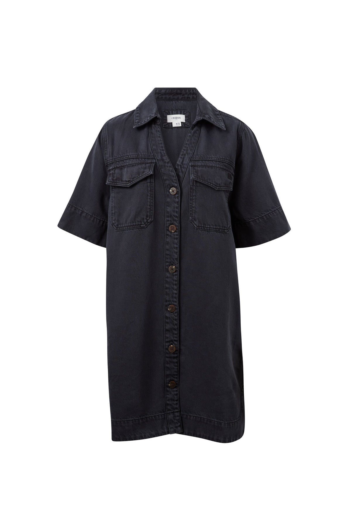 Ceres Life Bonnie Relaxed Shirt Dress - Washed Black