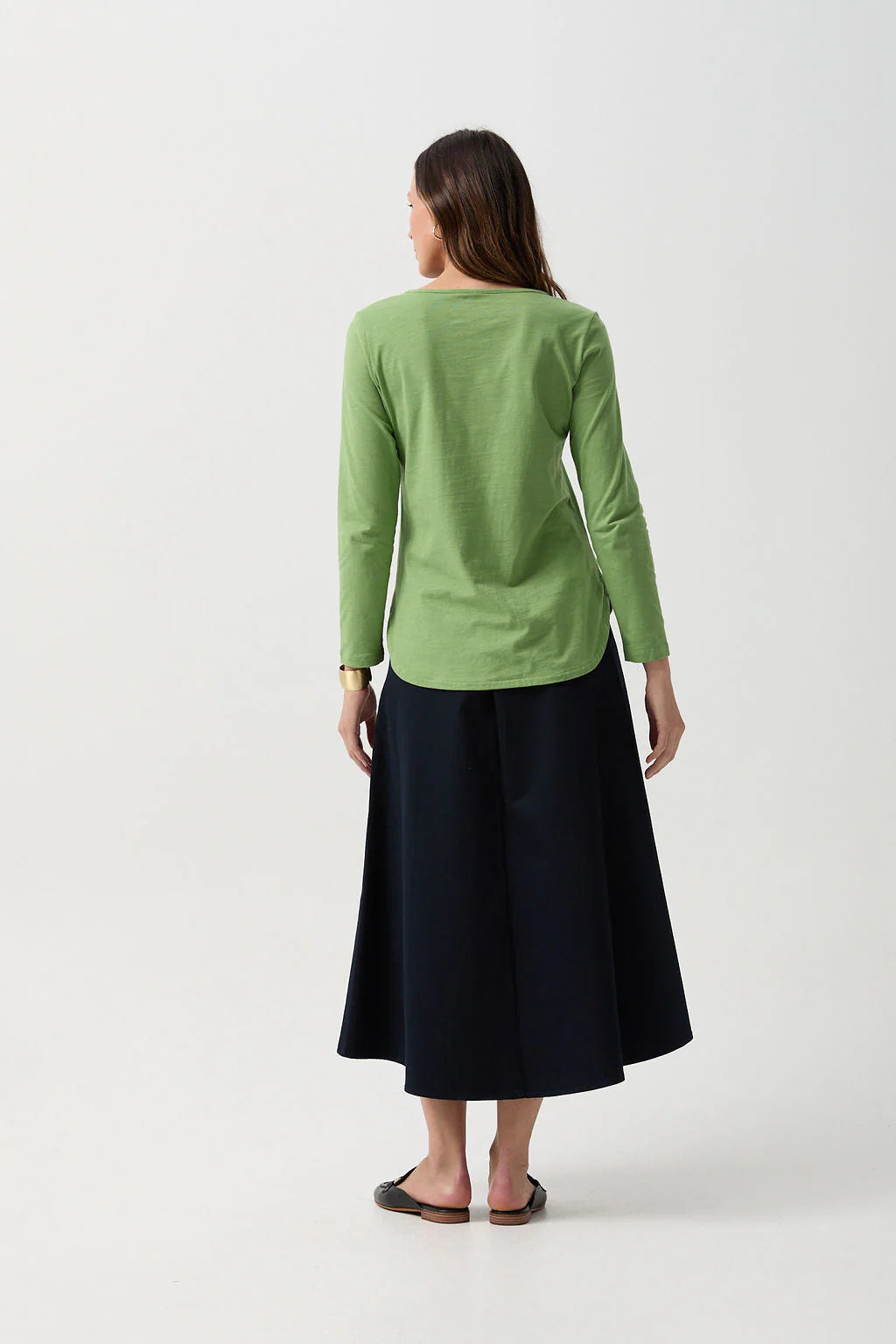 Cotton Long Sleeve Classic Tee Leaf Green