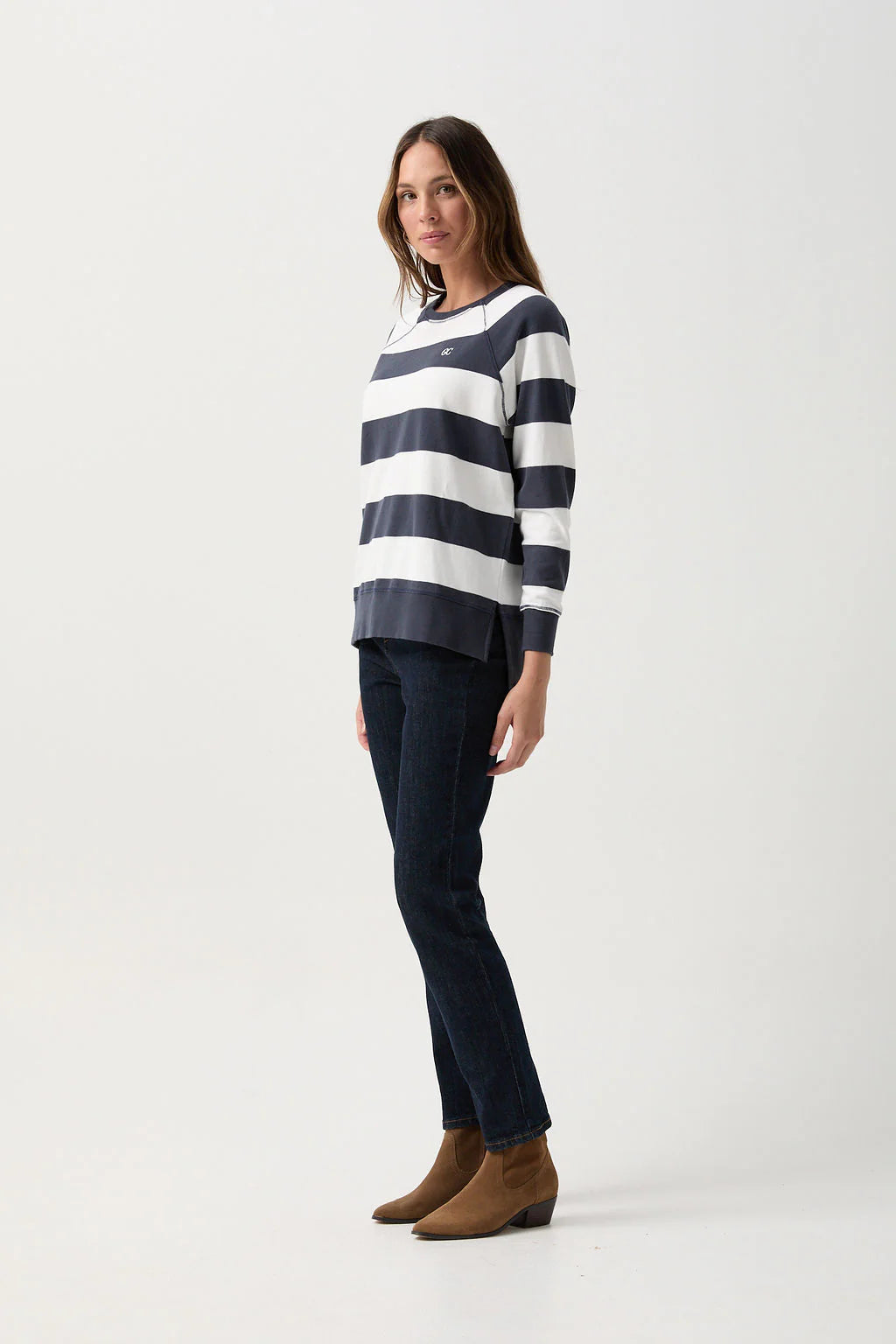 Stripe Sweater Parisian Night/White