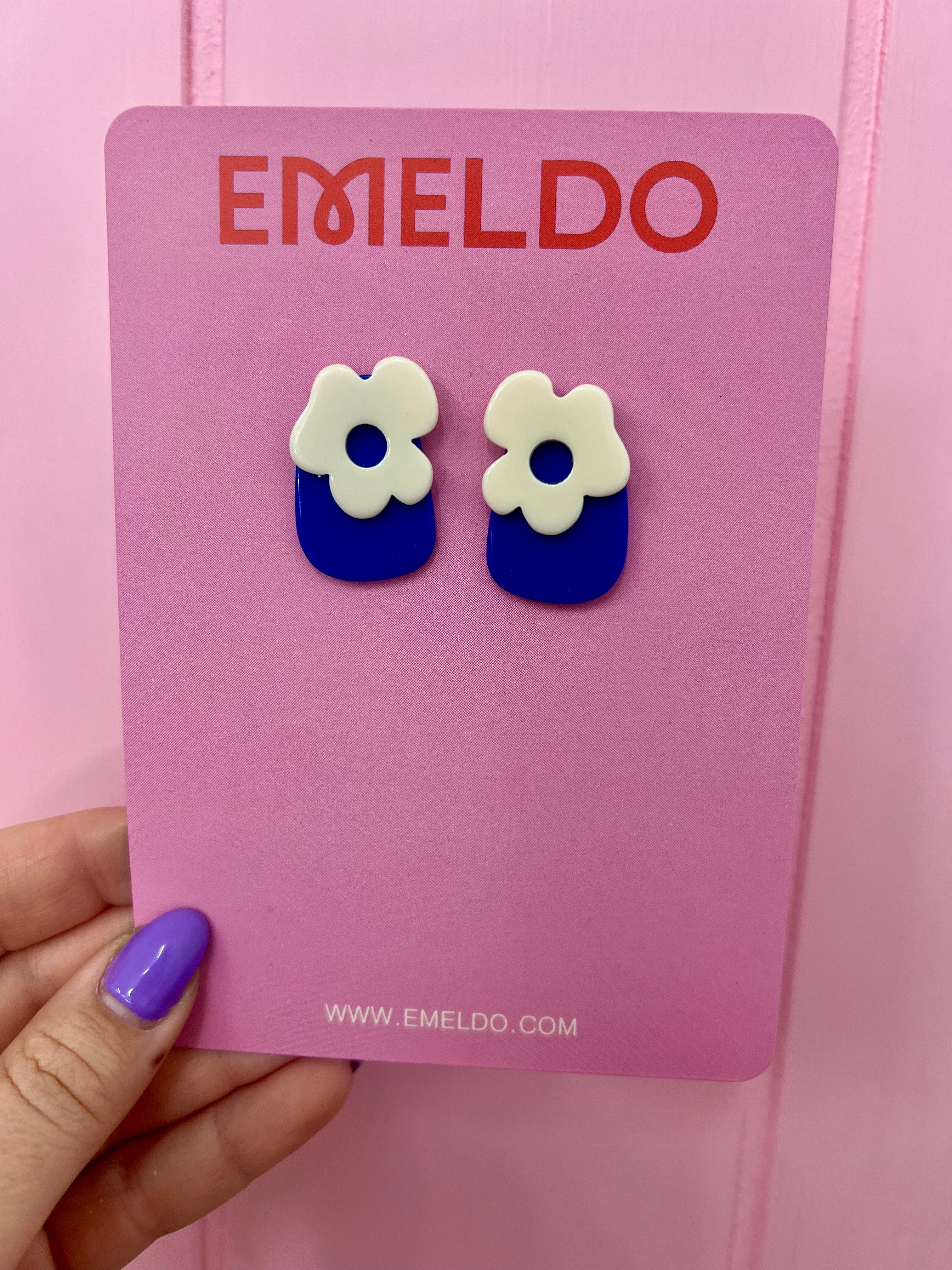 Blue And White Flower Earrings