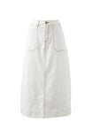 Patch Pocket Denim Midi Skirt - Fresh Ecru