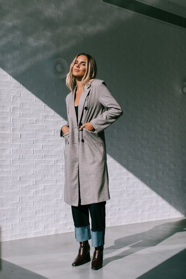 Black fine stripe coat