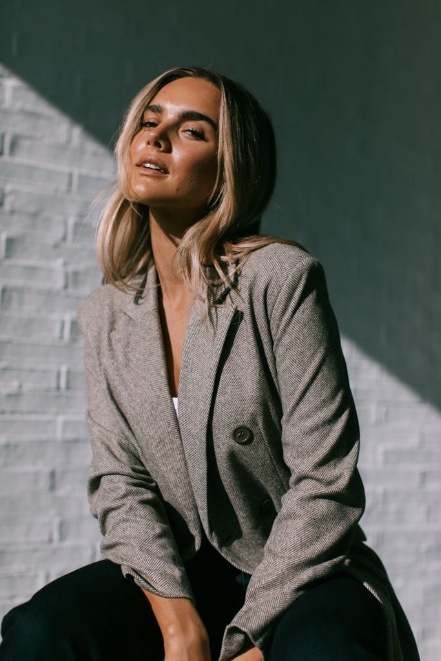 Black fine stripe coat