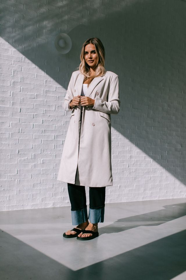 Beige fine stripe coat