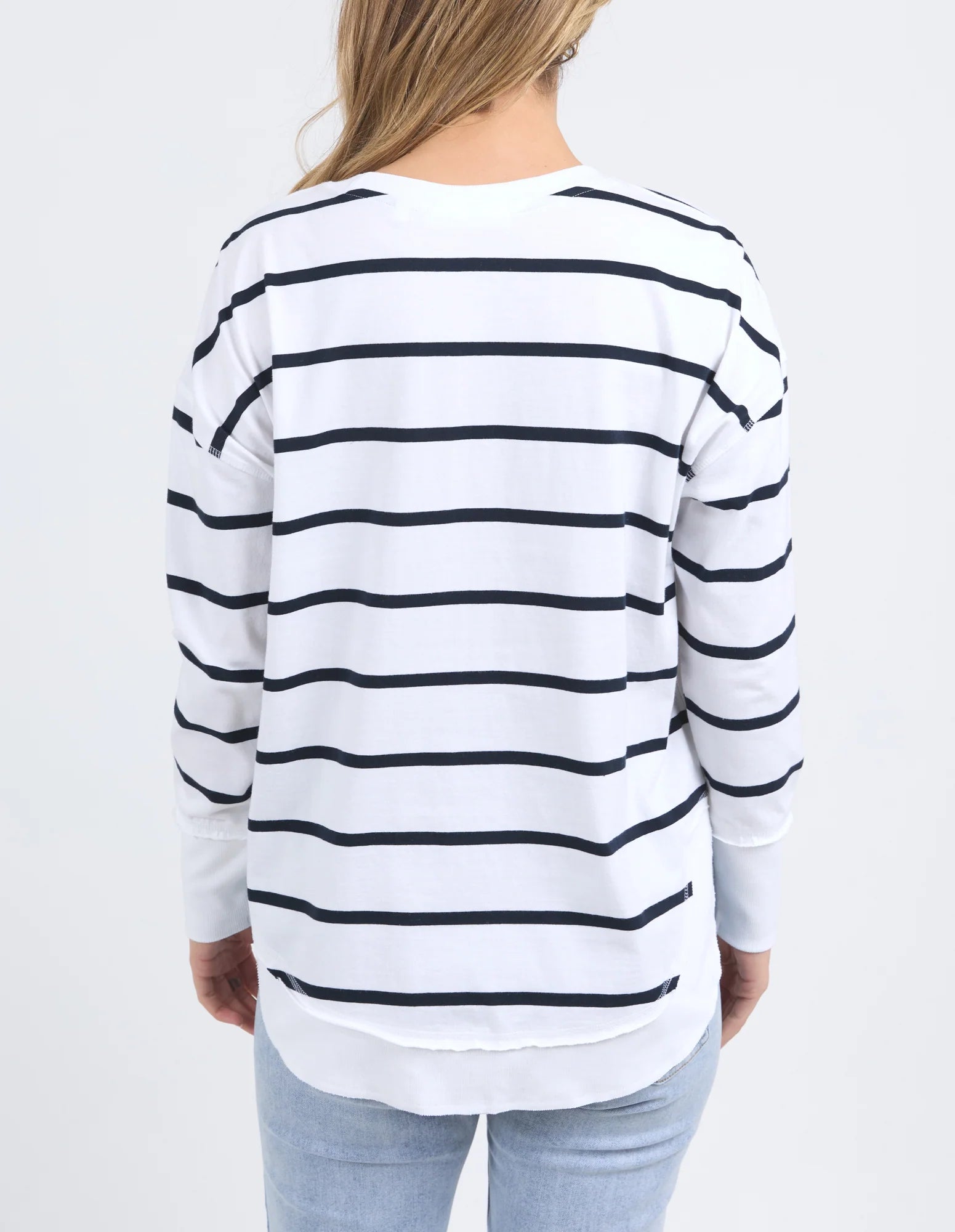 Farrah Stripe Long Sleeve - White/ Navy
