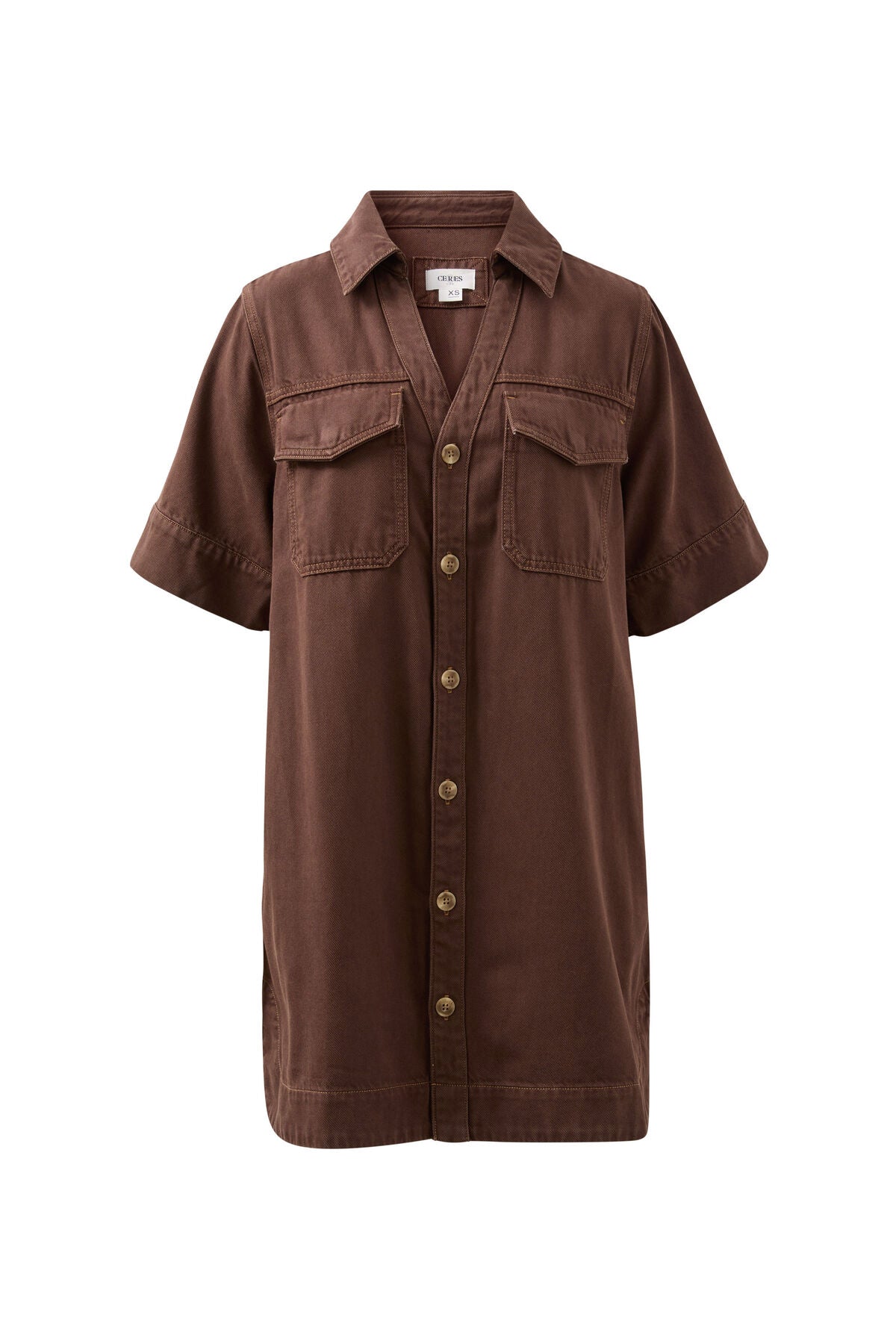 Sammy Relaxed Shirt Dress - Chocolate