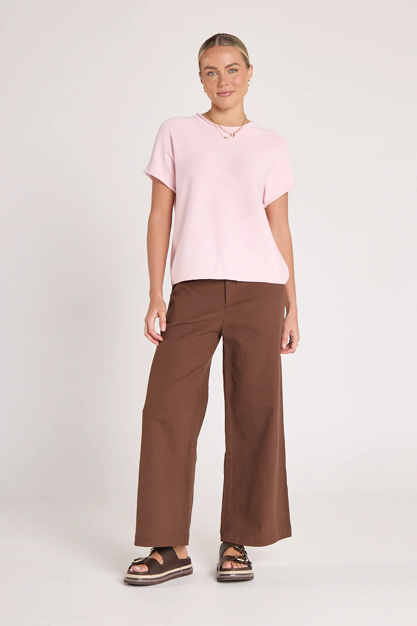 Faye Knitted Tee - Powder Pink