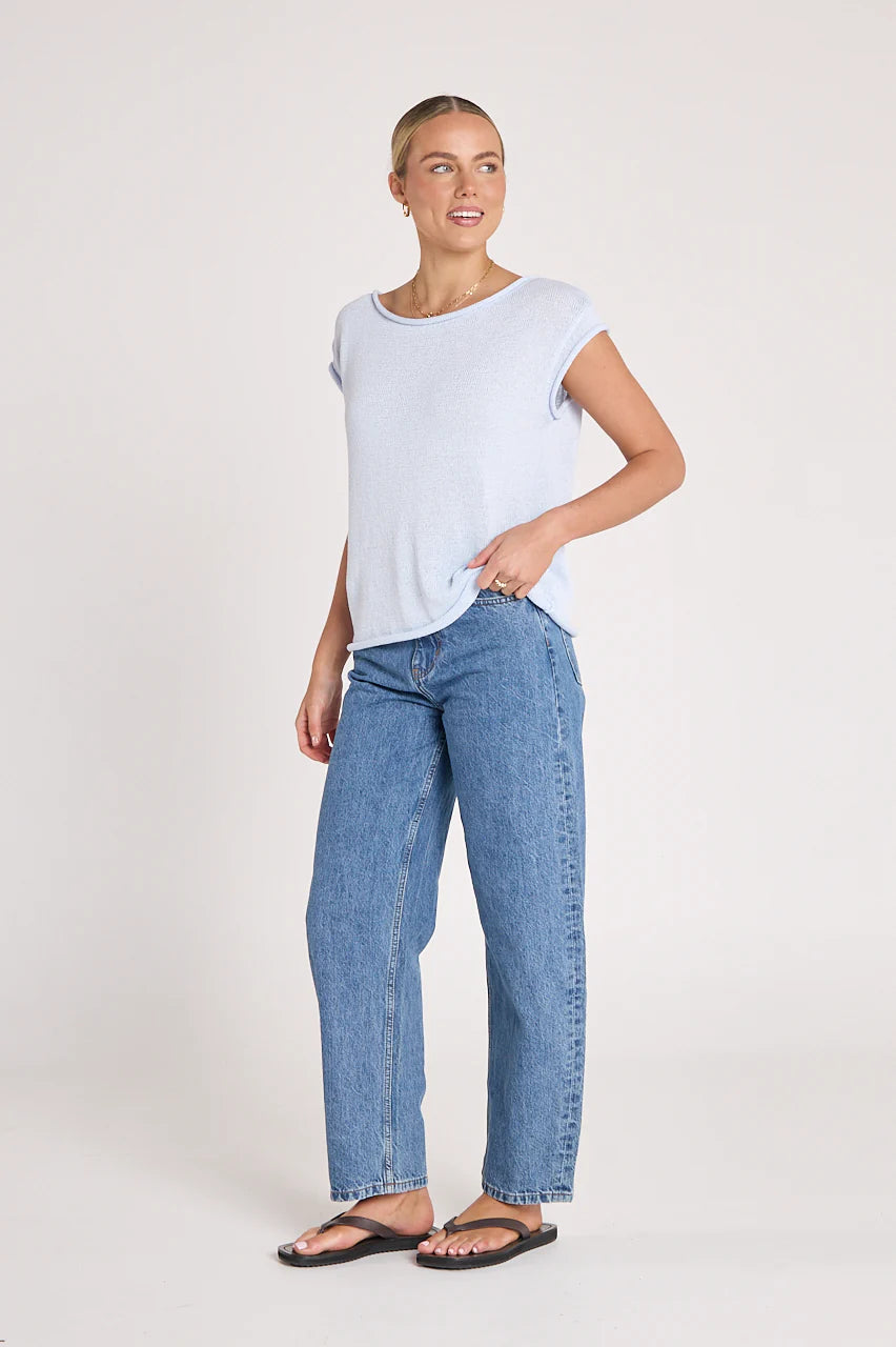 Indi Knitted Top - Powder Blue