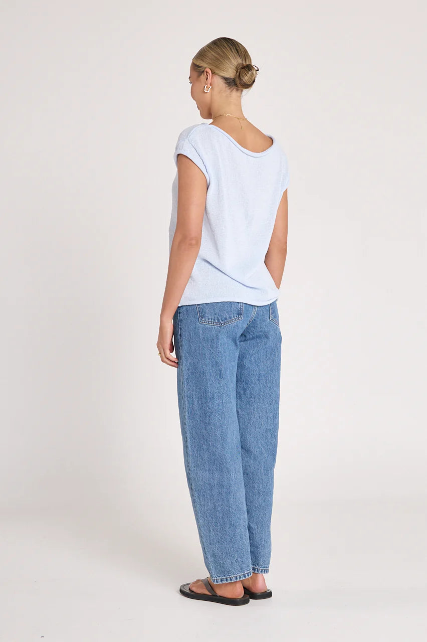 Indi Knitted Top - Powder Blue