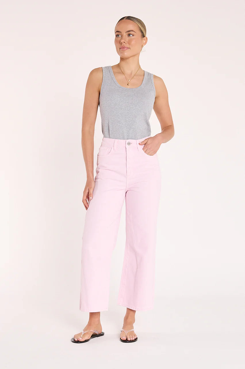 Cassie Cropped Leg Jean - Pink