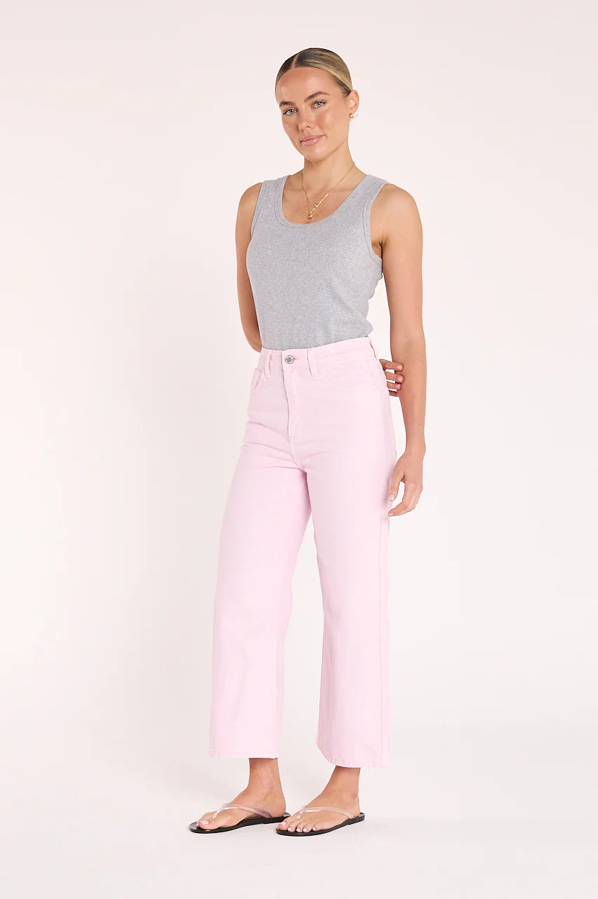 Cassie Cropped Leg Jean - Pink