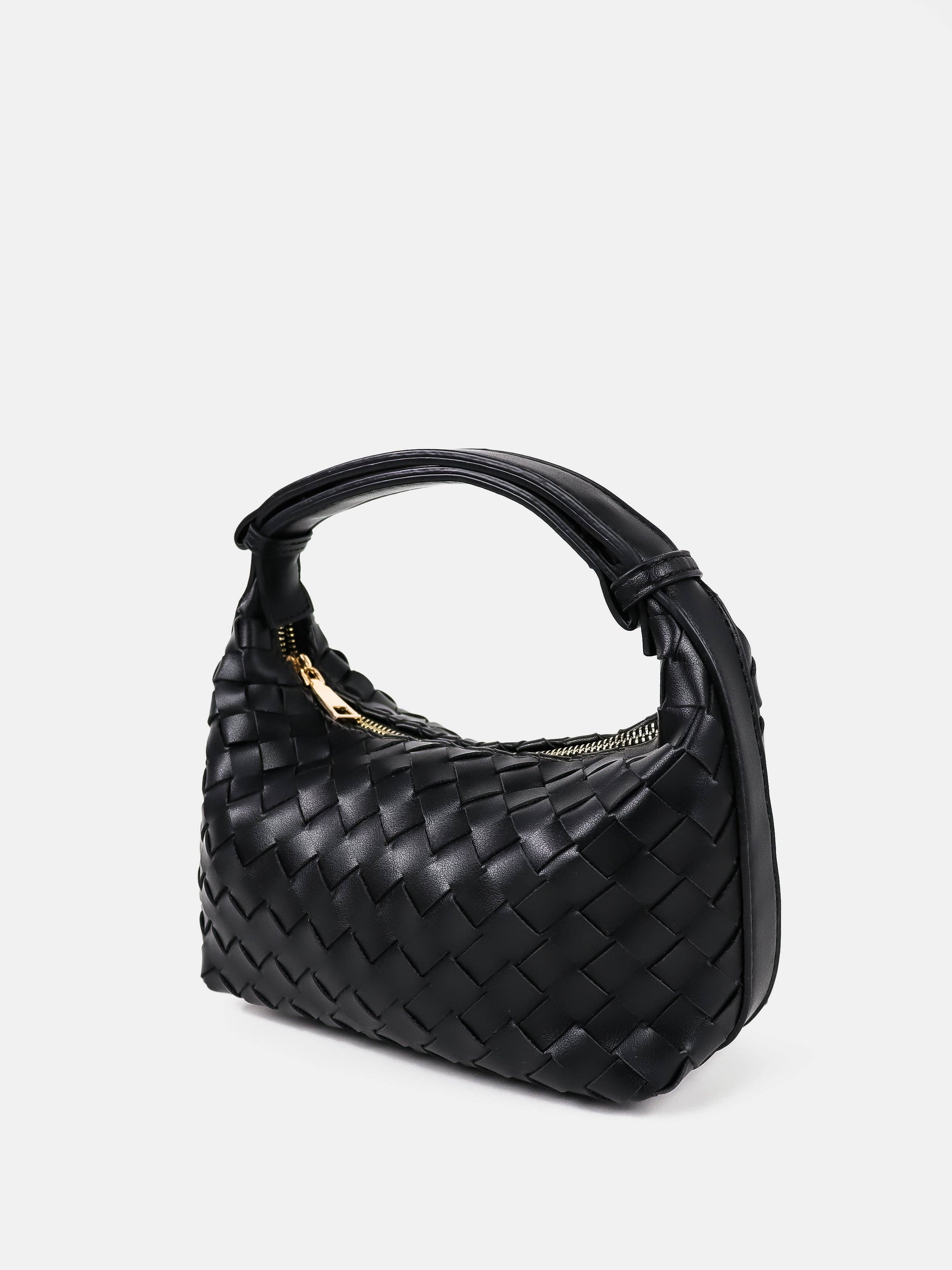 Cleo Woven Handbag in Black