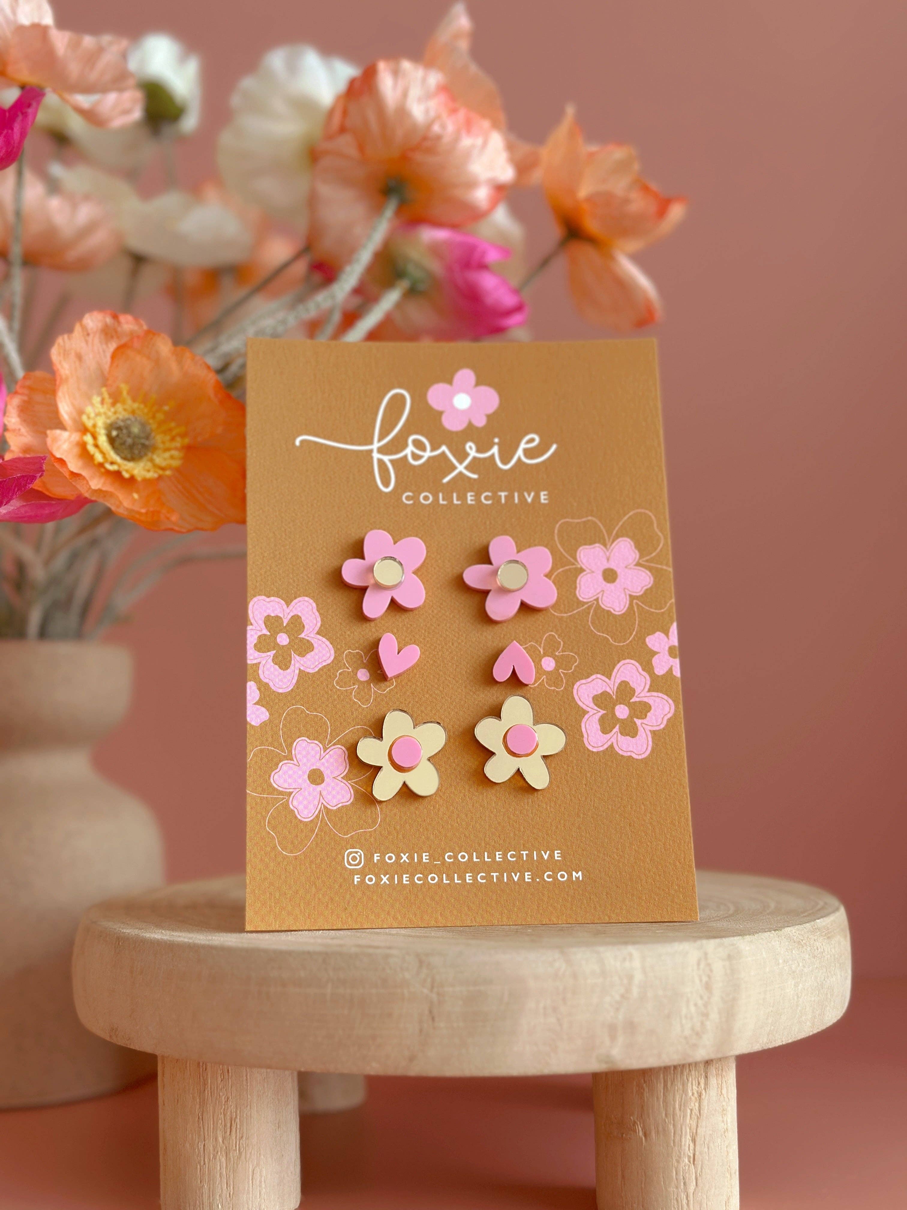 Stud Pack Trio Pink + Gold